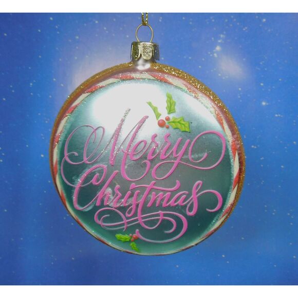 Merry Christmas Blown Glass Ornament Gingerbread Castle Hanging - Picture 2 of 8